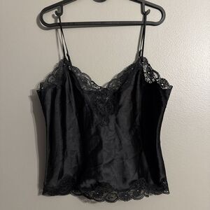 Victoria’s Secret Y2K Satin Lace Cami Black Size M Grunge Whimsigoth